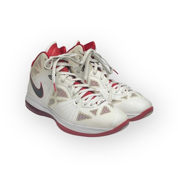 Nike ✔︎ LeBron 8 PS Home Basketball Shoe Sneaker ✔︎ White Sport Red ✔︎ 12D 2011 - Picture 10 of 17